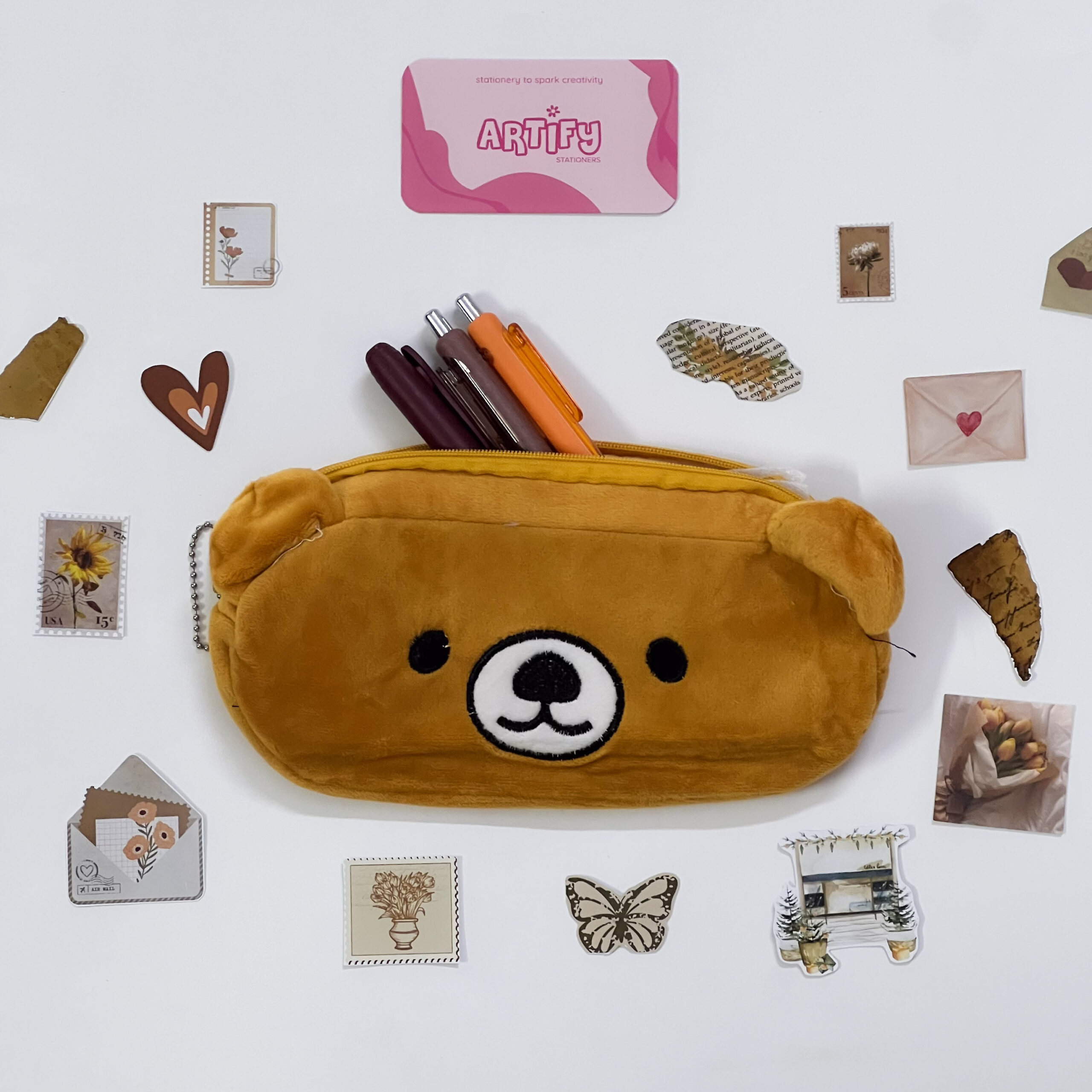 Brown Bear Plush Pouch