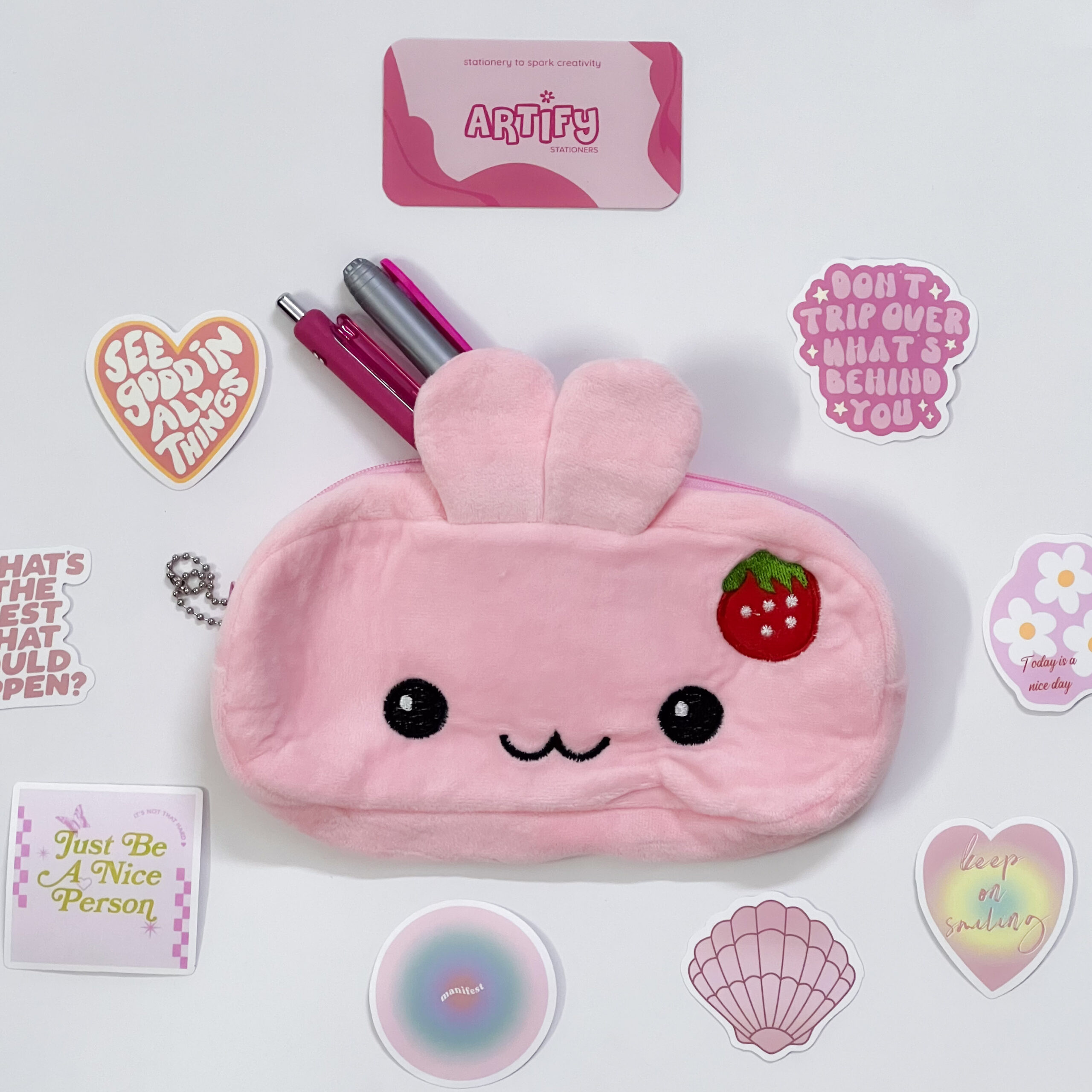 Pink Bunny Plush Pouch