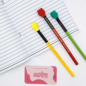 Dual colour pencil with bear eraser