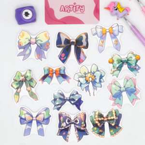 Blue & Green Bows Stickers Pack