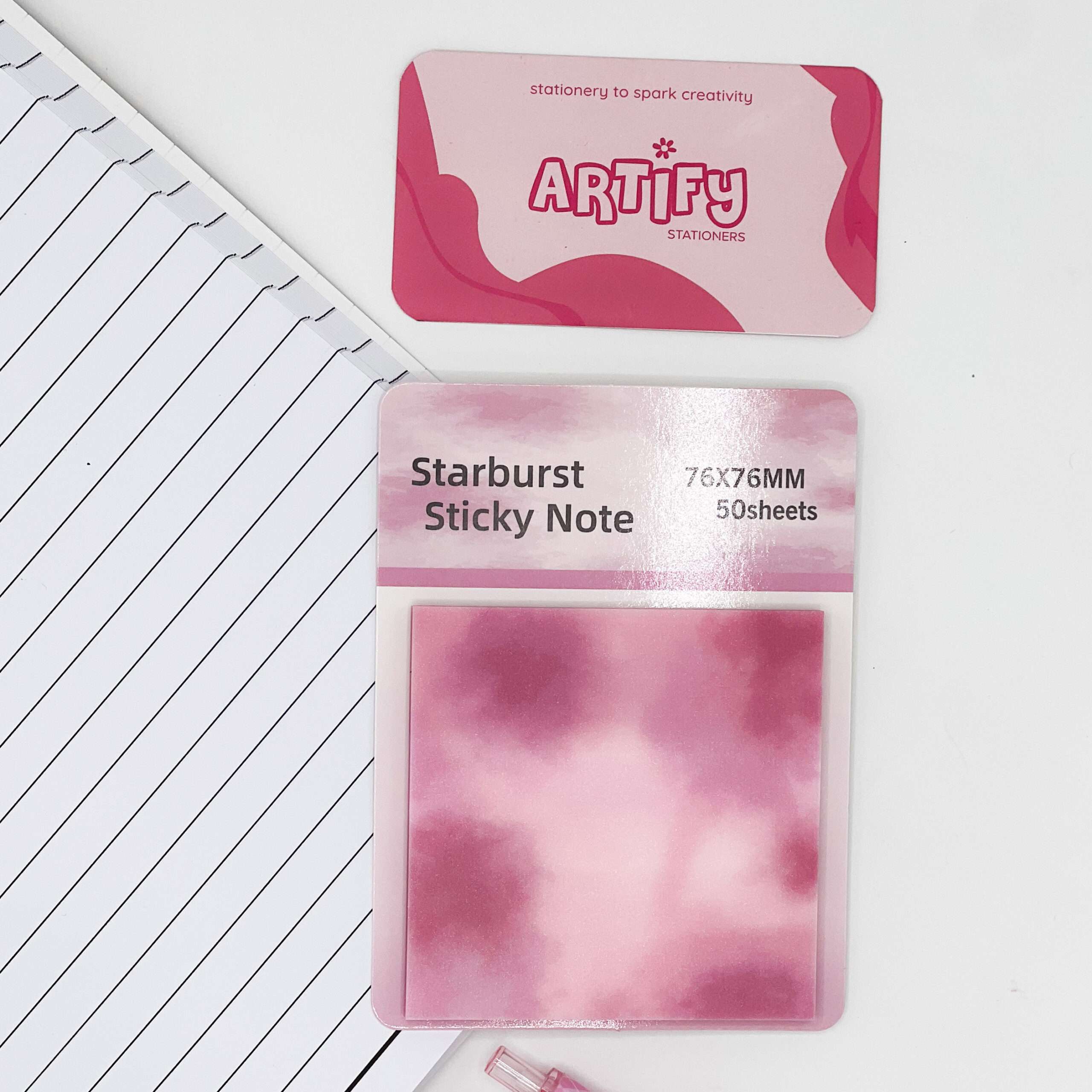 Red Starburst Glittery Sticky Notes