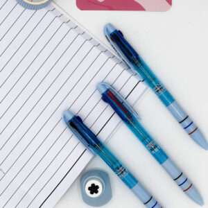 Blue Retractable 3 Color Ballpoint Pen