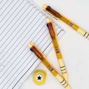 Yellow Retractable 3 Color Ballpoint Pen